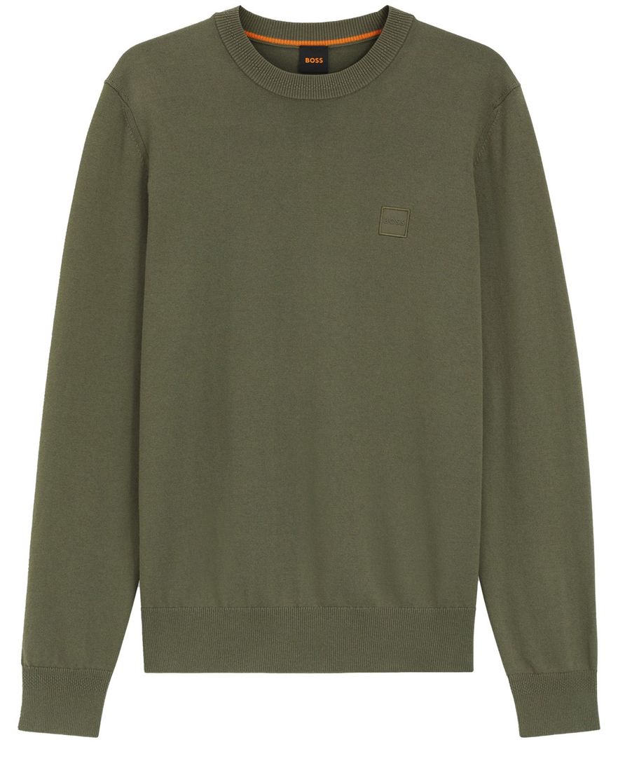 Boss Orange trui groen effen katoen kasjmier
