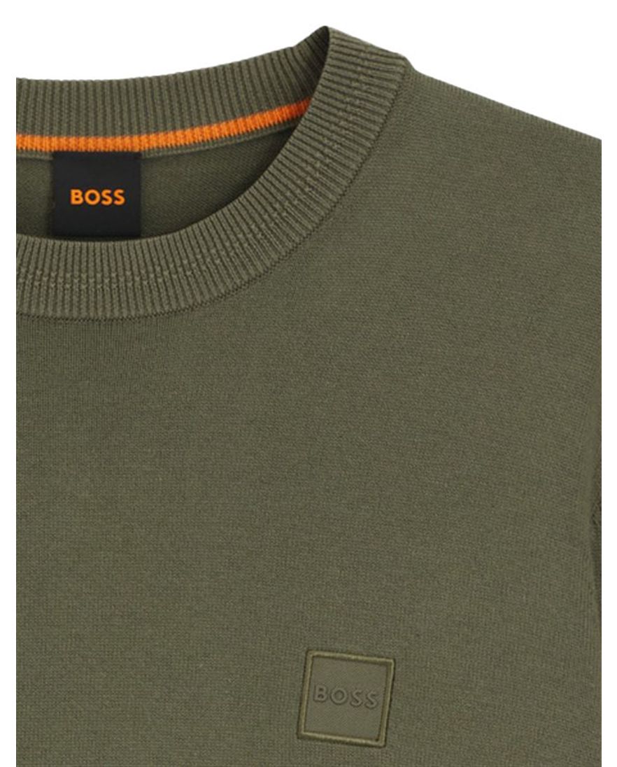 Boss Orange trui groen effen katoen kasjmier