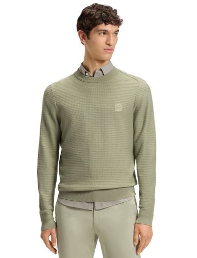 Hugo Boss trui Boss Orange groen effen katoen kasjmier