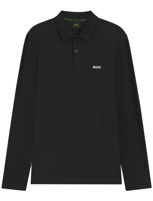 Boss Green polo lange mouw zwart