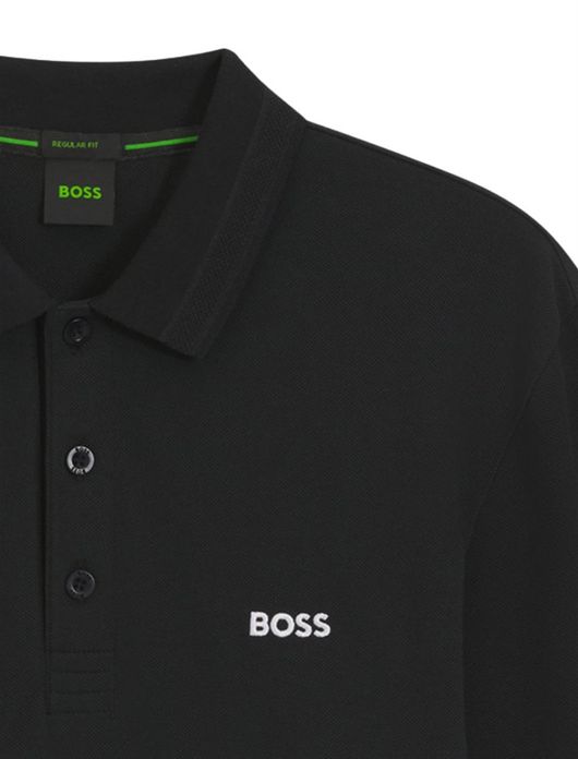 Boss Green polo lange mouw zwart