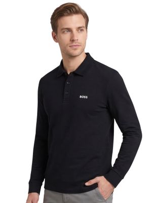 Hugo Boss Boss Green poloshirt lange mouw zwart katoen