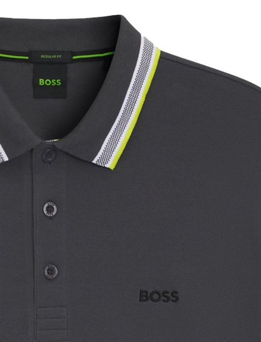 Boss Green polo grijs lange mouw