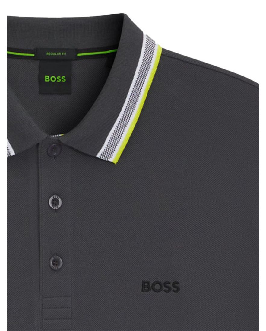 Boss Green poloshirt grijs lange mouw katoen