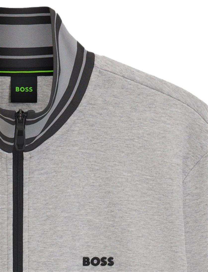 sweatvest Boss Green grijs gemêleerd