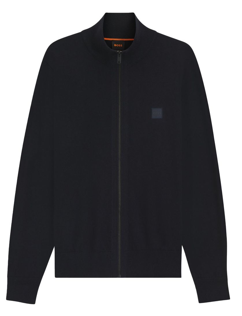 vest Boss Orange donkerblauw effen katoen kasjmier