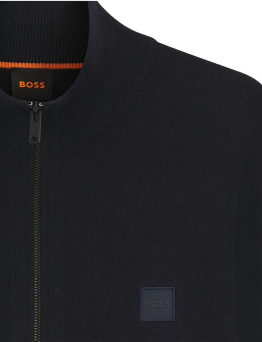 vest Boss Orange donkerblauw effen katoen kasjmier