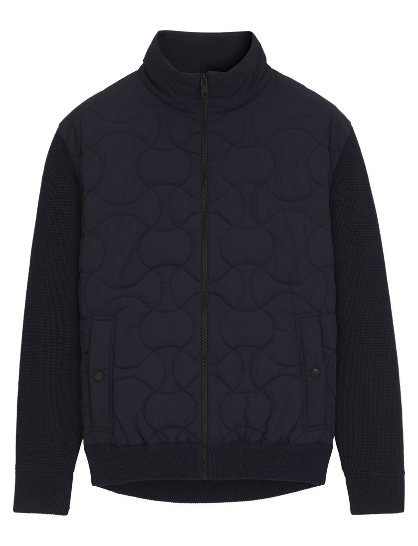 vest Boss Orange donkerblauw effen katoen