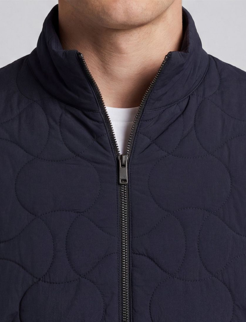 vest Boss Orange donkerblauw effen katoen