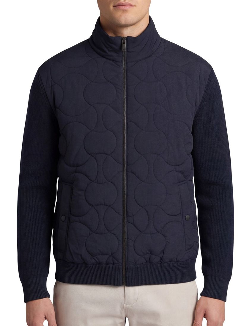 vest Boss Orange donkerblauw effen katoen