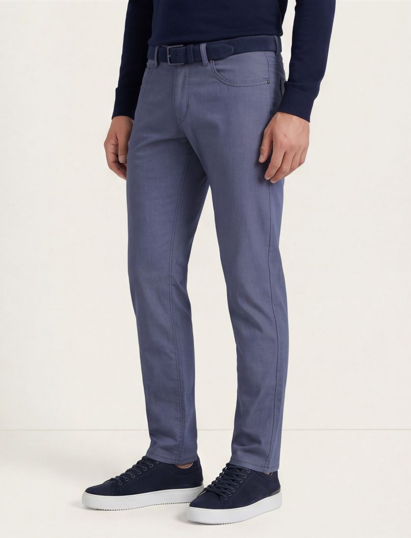Gardeur Pantalon Bill 5-pocket blauw katoen zonder omslag