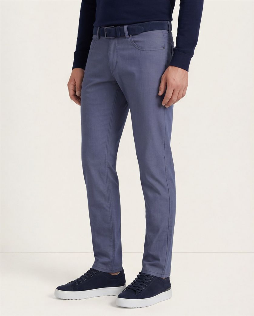 Gardeur Pantalon Bill 5-pocket blauw katoen zonder omslag