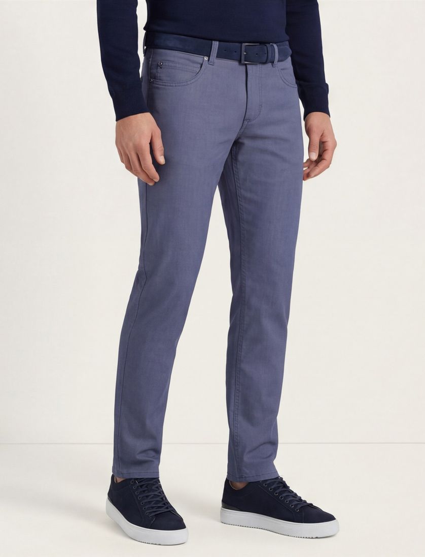 Gardeur Pantalon Bill 5-pocket blauw katoen zonder omslag