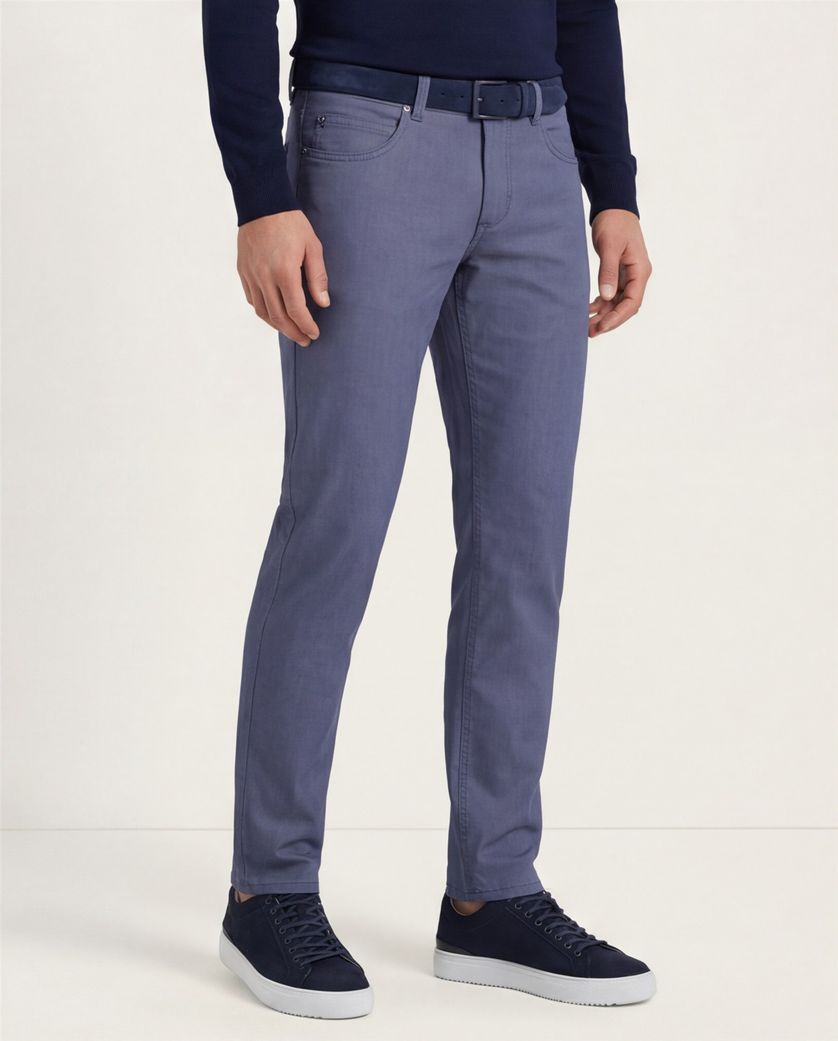 Gardeur Pantalon Bill 5-pocket blauw katoen zonder omslag