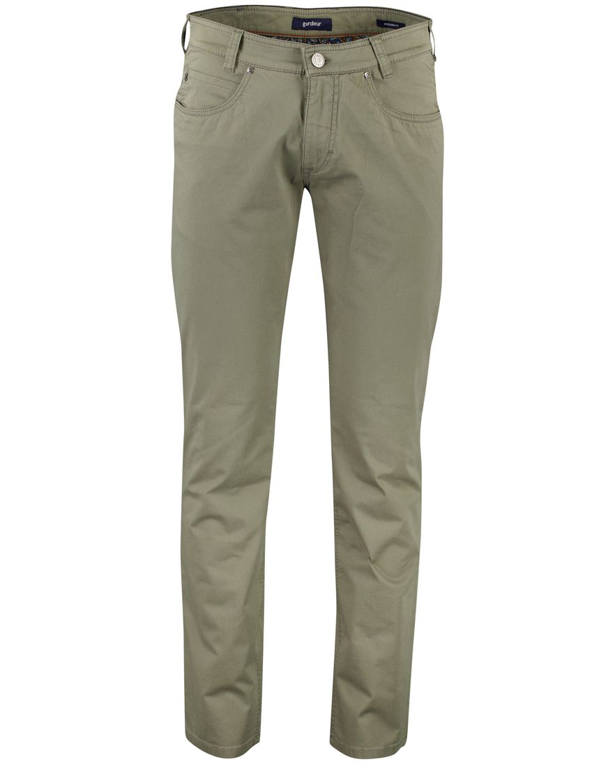 Gardeur Pantalon Bill 5-pocket groen katoen effen