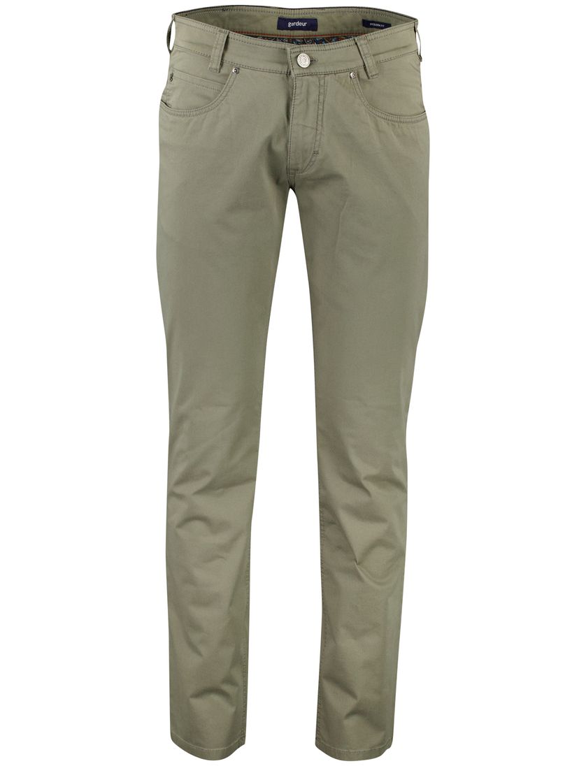 Gardeur Pantalon Bill 5-pocket groen katoen zonder omslag