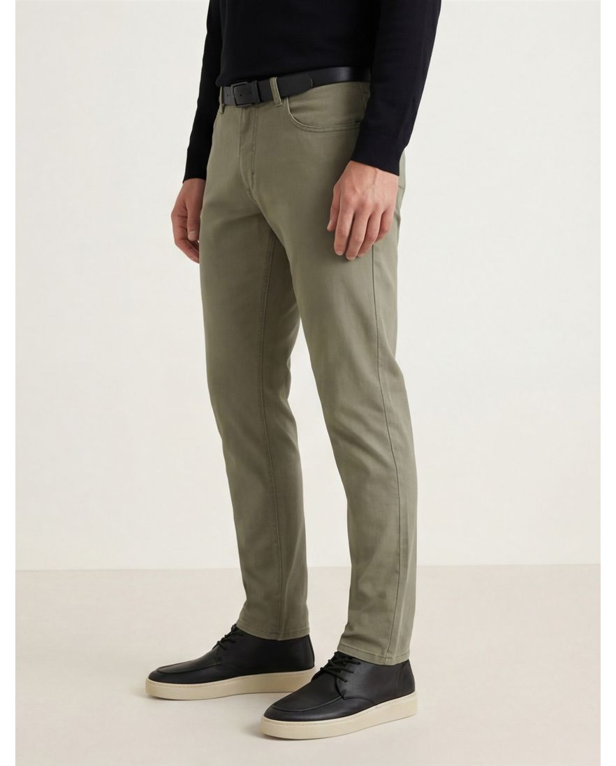 Gardeur Pantalon Bill 5-pocket groen katoen effen
