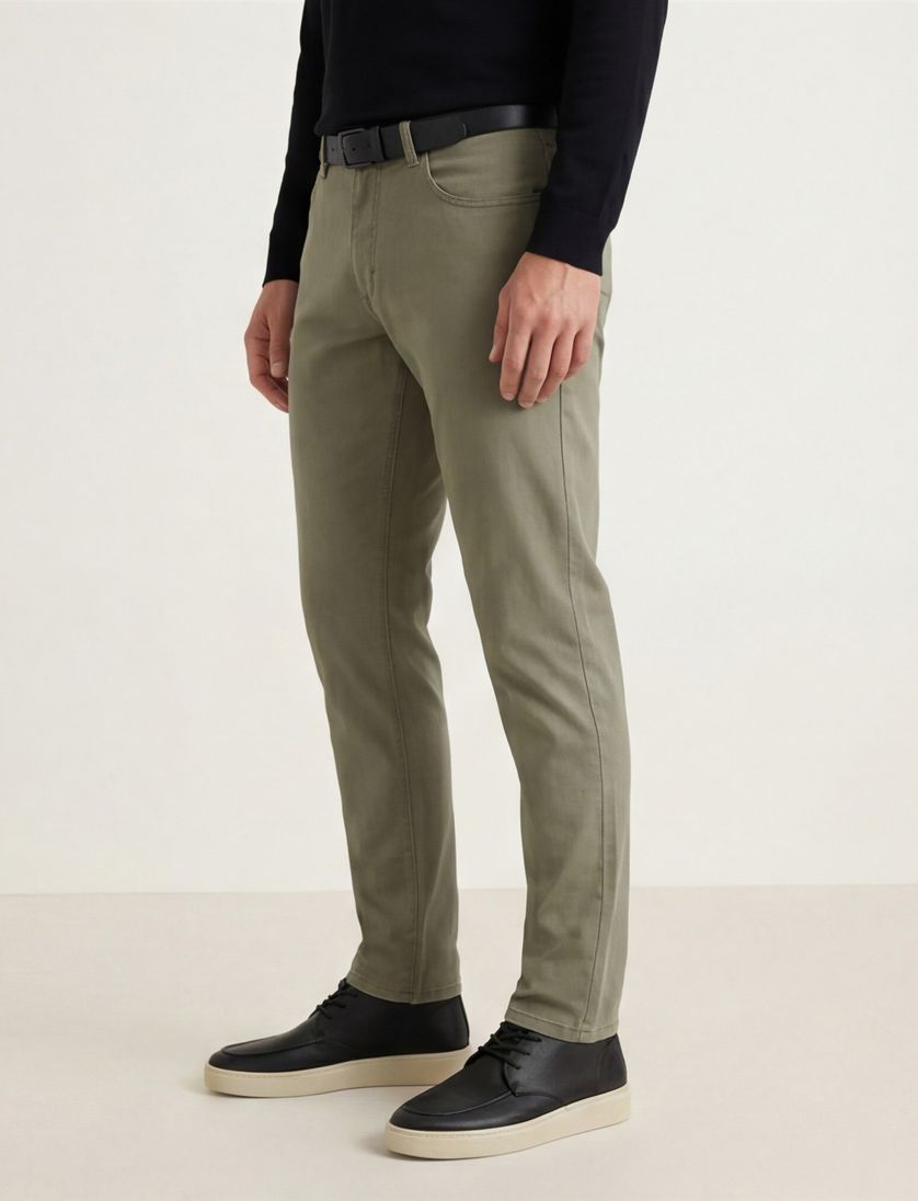 Gardeur Pantalon Bill 5-pocket groen katoen zonder omslag