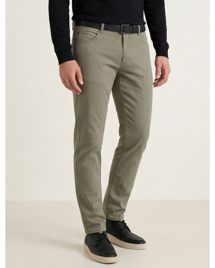 Gardeur Pantalon Bill 5-pocket groen katoen effen
