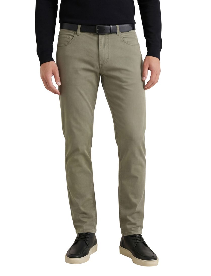Gardeur Pantalon Bill 5-pocket groen katoen zonder omslag