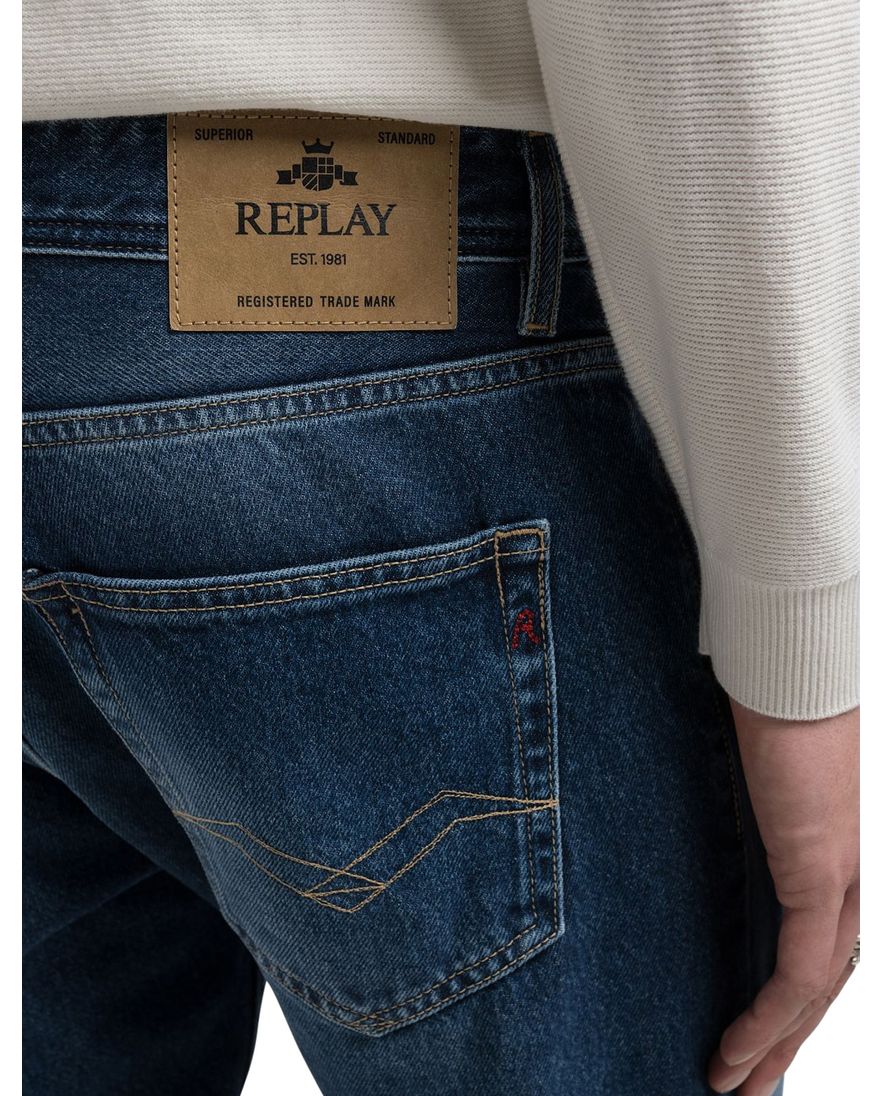 Replay jeans donkerblauw Grover straight fit