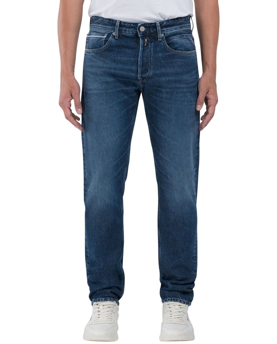 Replay jeans donkerblauw Grover straight fit
