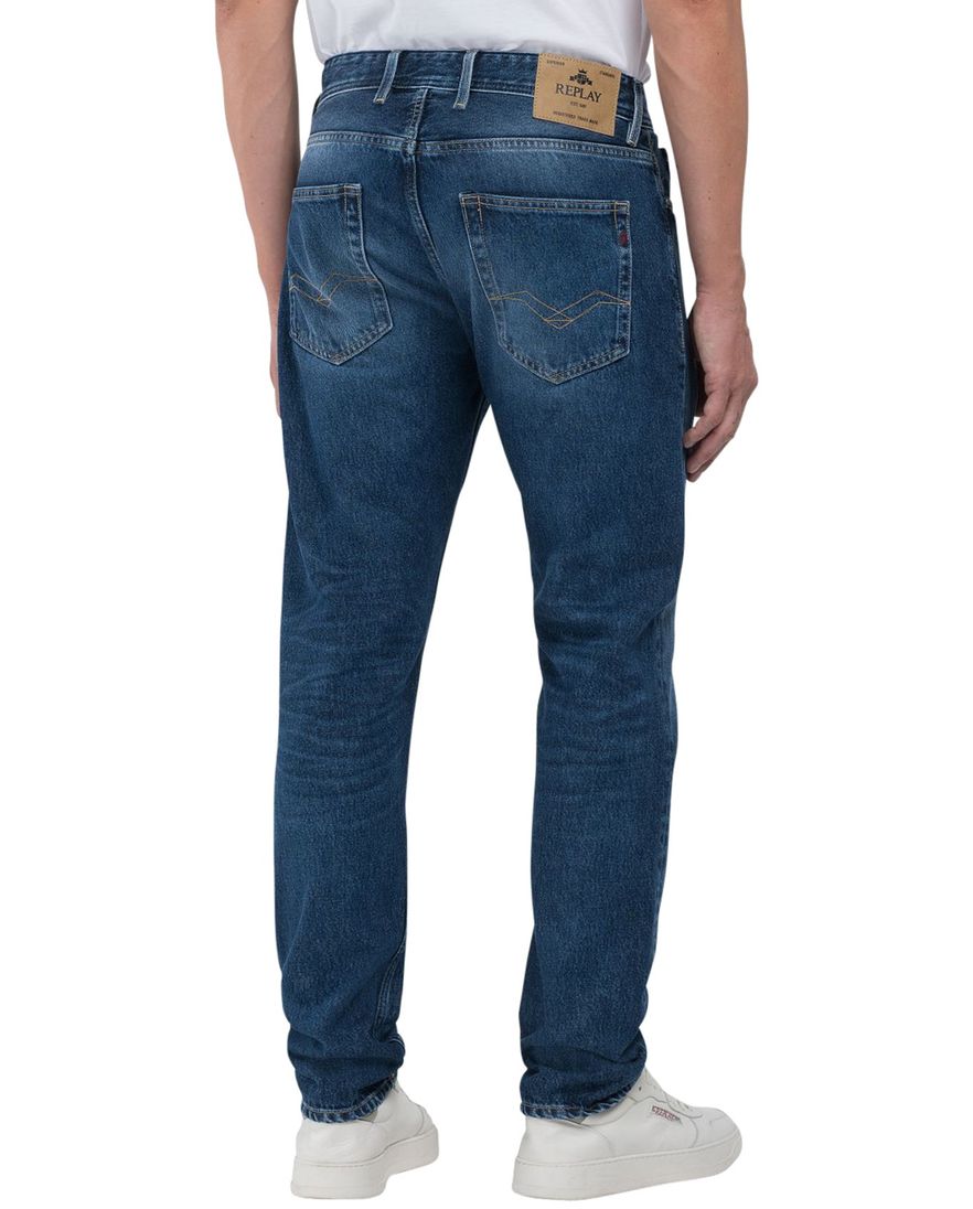 Replay jeans donkerblauw Grover straight fit