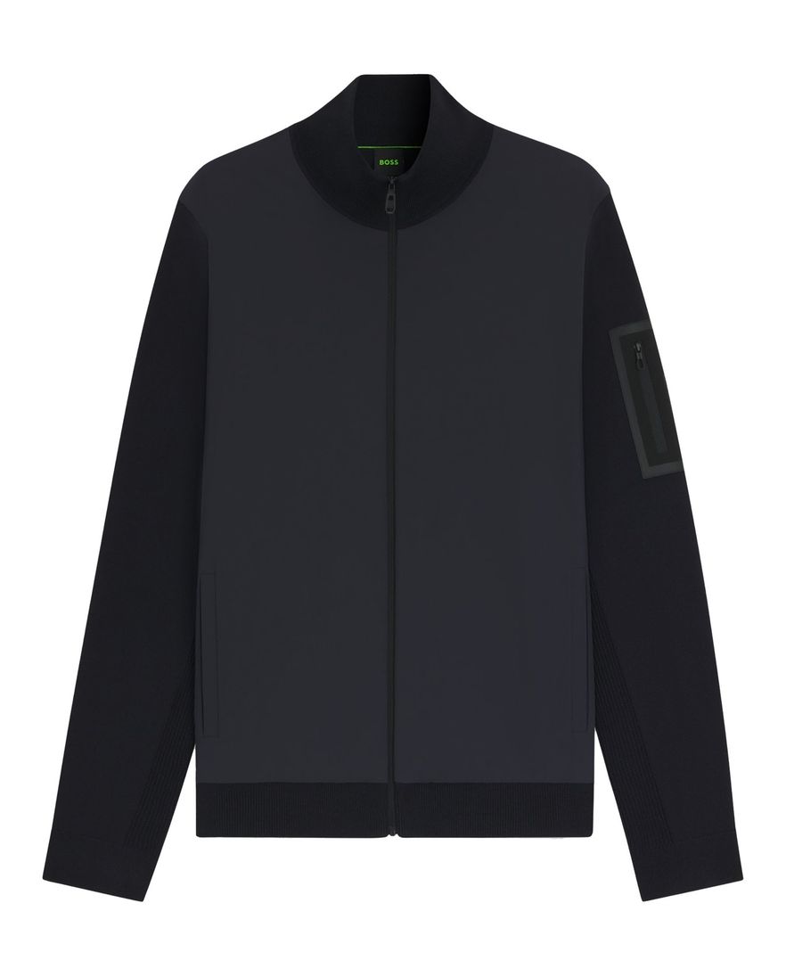 Boss Green vest donkerblauw effen met wol