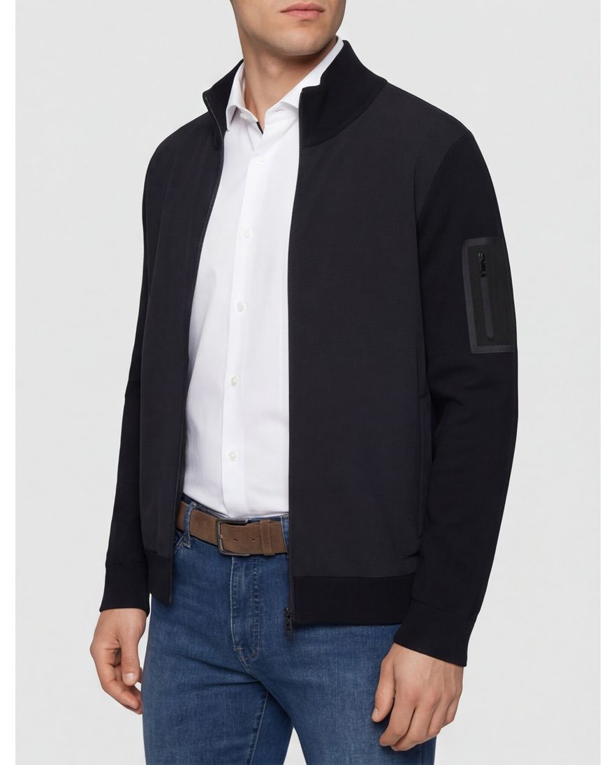 Boss Green vest donkerblauw effen met wol