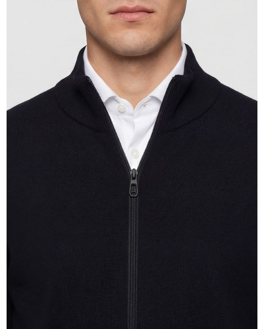 Boss Green vest donkerblauw effen met wol