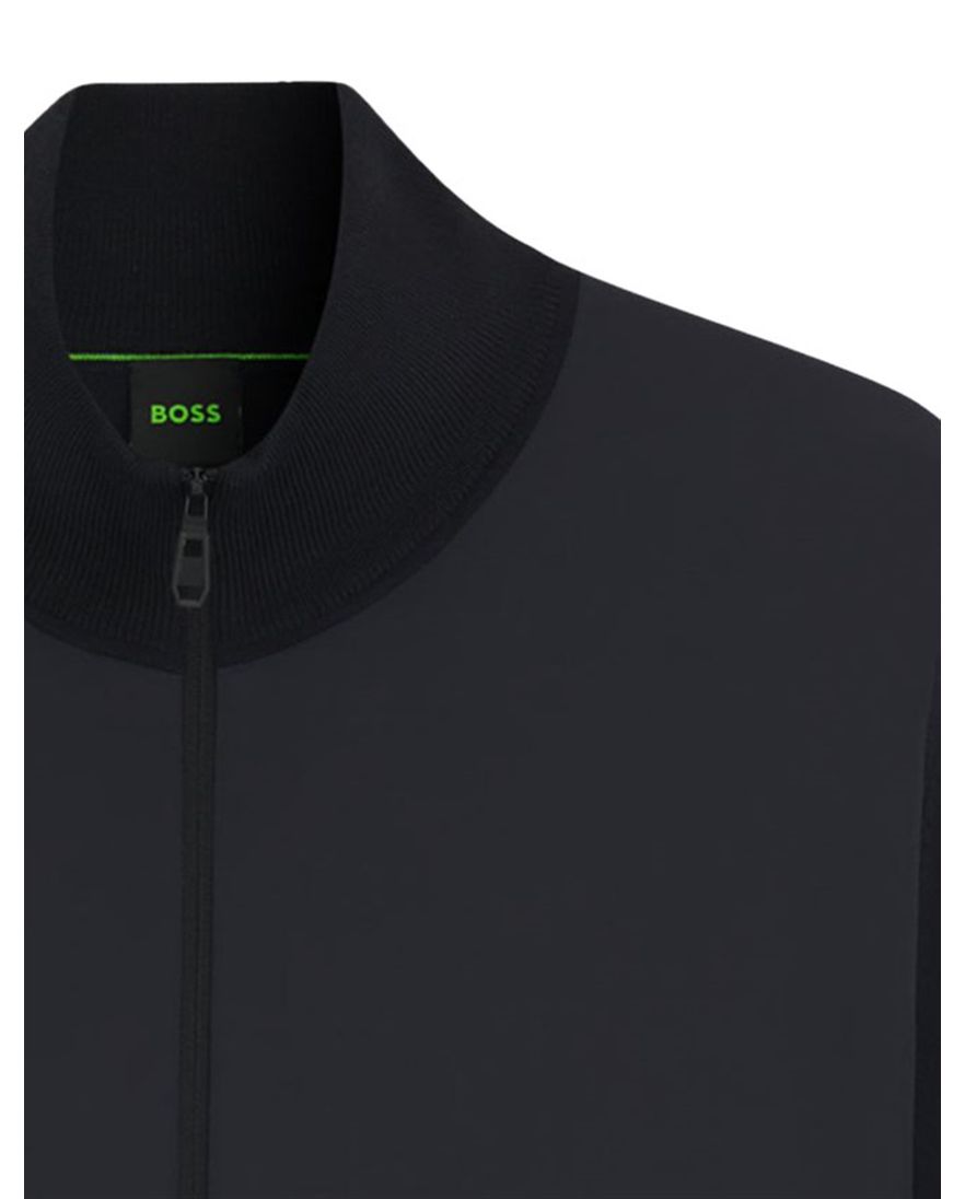 Boss Green vest donkerblauw effen met wol