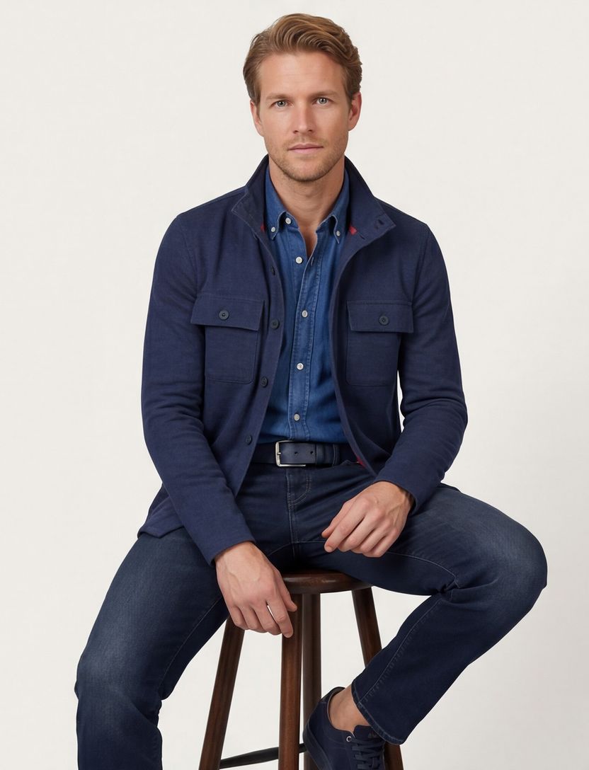 NZA overshirt donkerblauw katoen