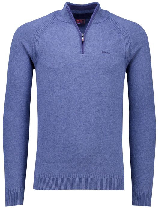 NZA blauw katoen effen half zip