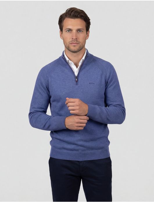 NZA blauw katoen effen half zip