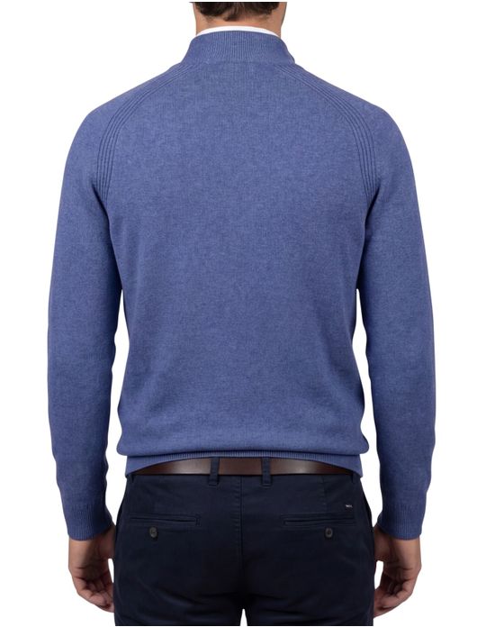 NZA blauw katoen effen half zip
