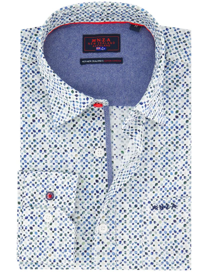 Overhemd NZA geprint blauw