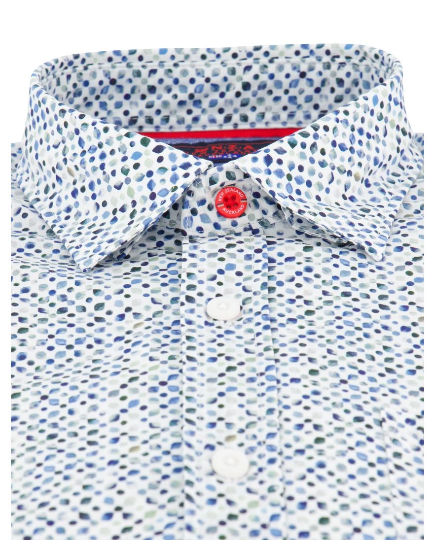 NZA overhemd geprint blauw