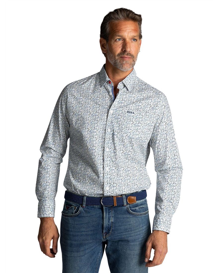 NZA overhemd geprint blauw