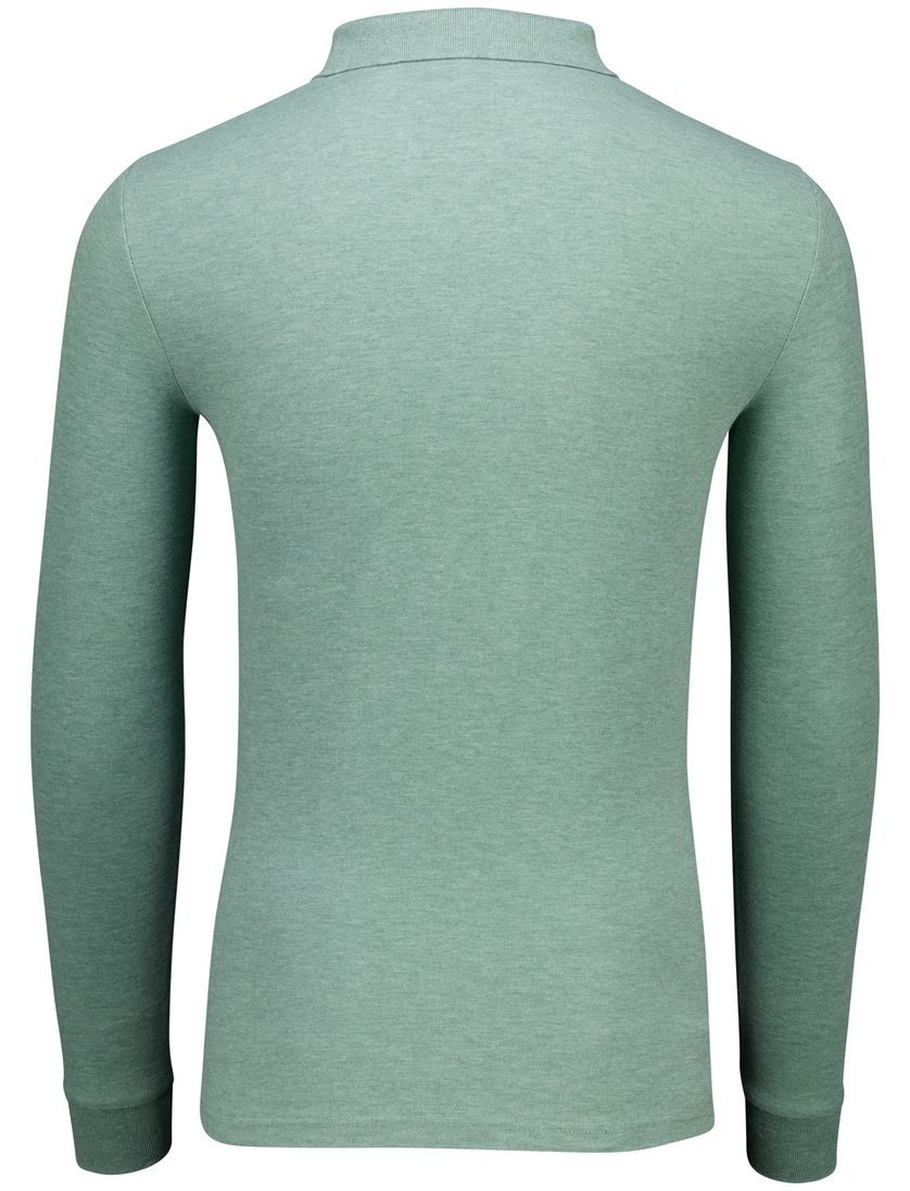 NZA polo groen lange mouw 3-knoops