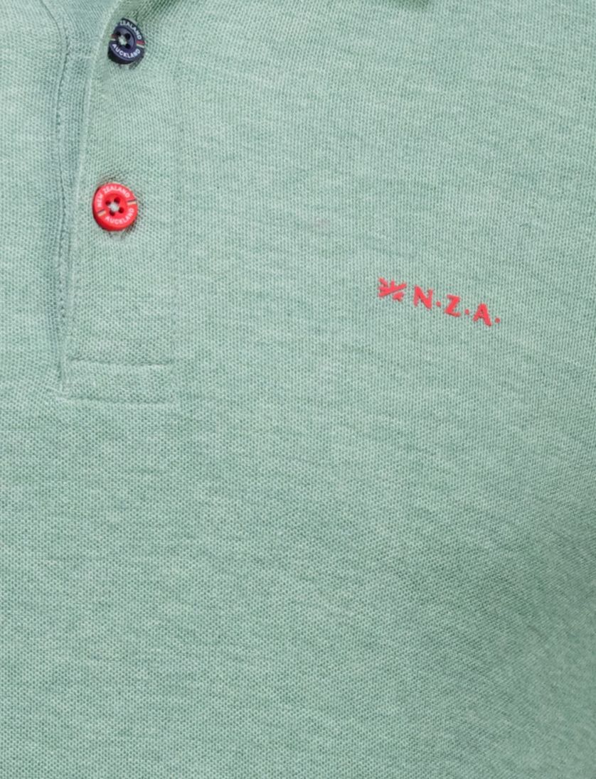 NZA polo groen lange mouw 3-knoops