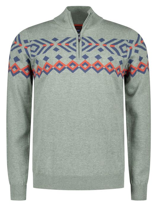 NZA trui geprint half zip groen