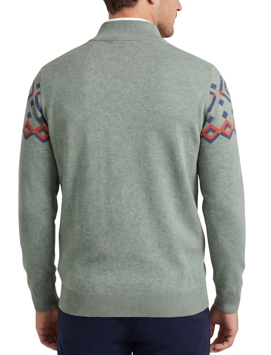 NZA trui geprint half zip groen katoen normale fit