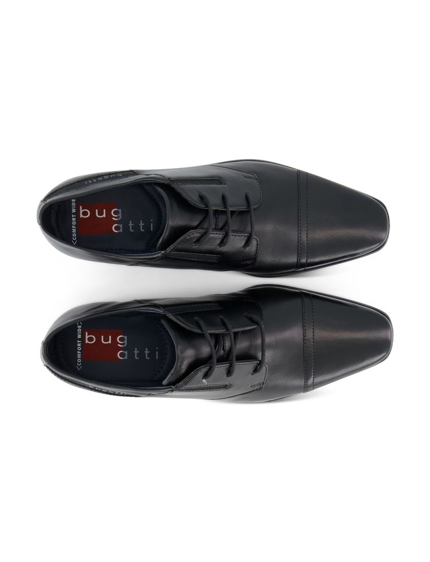 Bugatti nette veterschoenen zwart leer effen