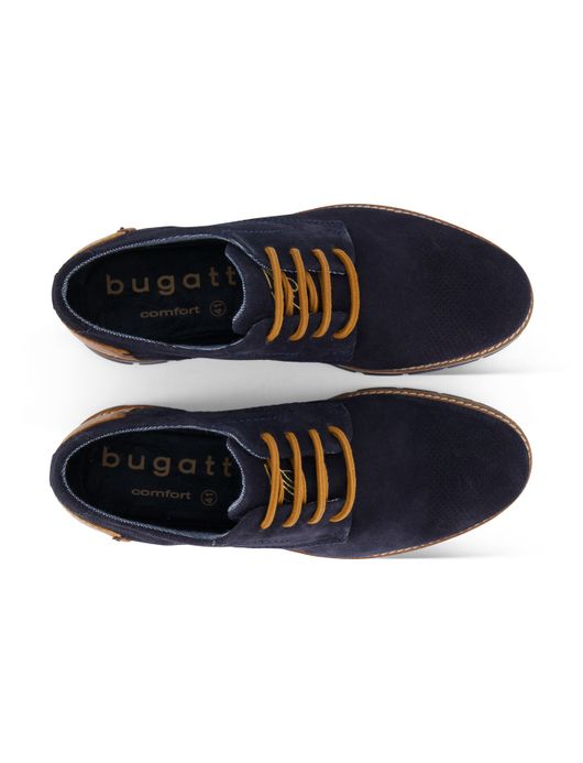 Bugatti veterschoenen donkerblauw leer laag