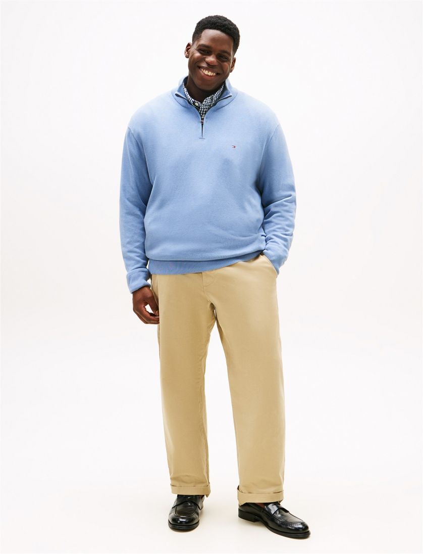 Tommy Hilfiger trui half zip lichtblauw big & tall