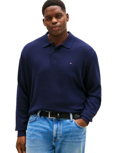 Tommy Hilfiger polo lange mouw donkerblauw Tommy Hilfiger Big & Tall