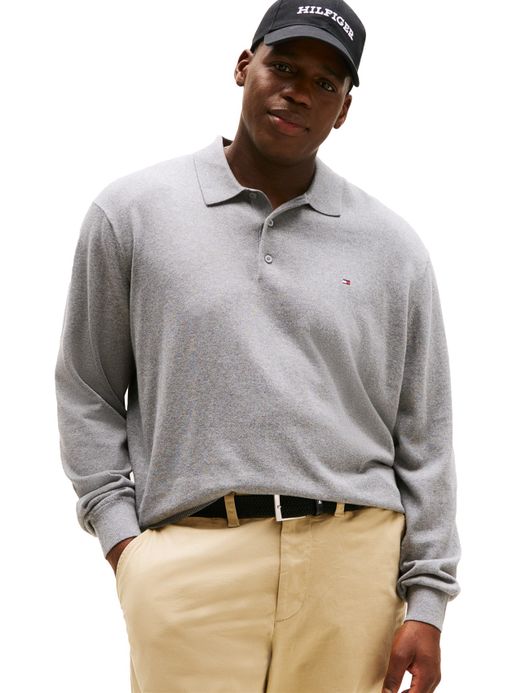 polo lange mouw grijs Tommy Hilfiger Big & Tall