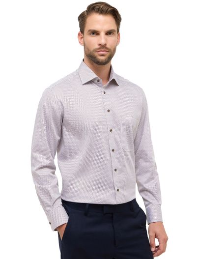 Eterna Eterna overhemd geprint bruin katoen