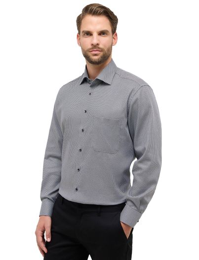 Eterna Eterna overhemd zwart print katoen wijde fit