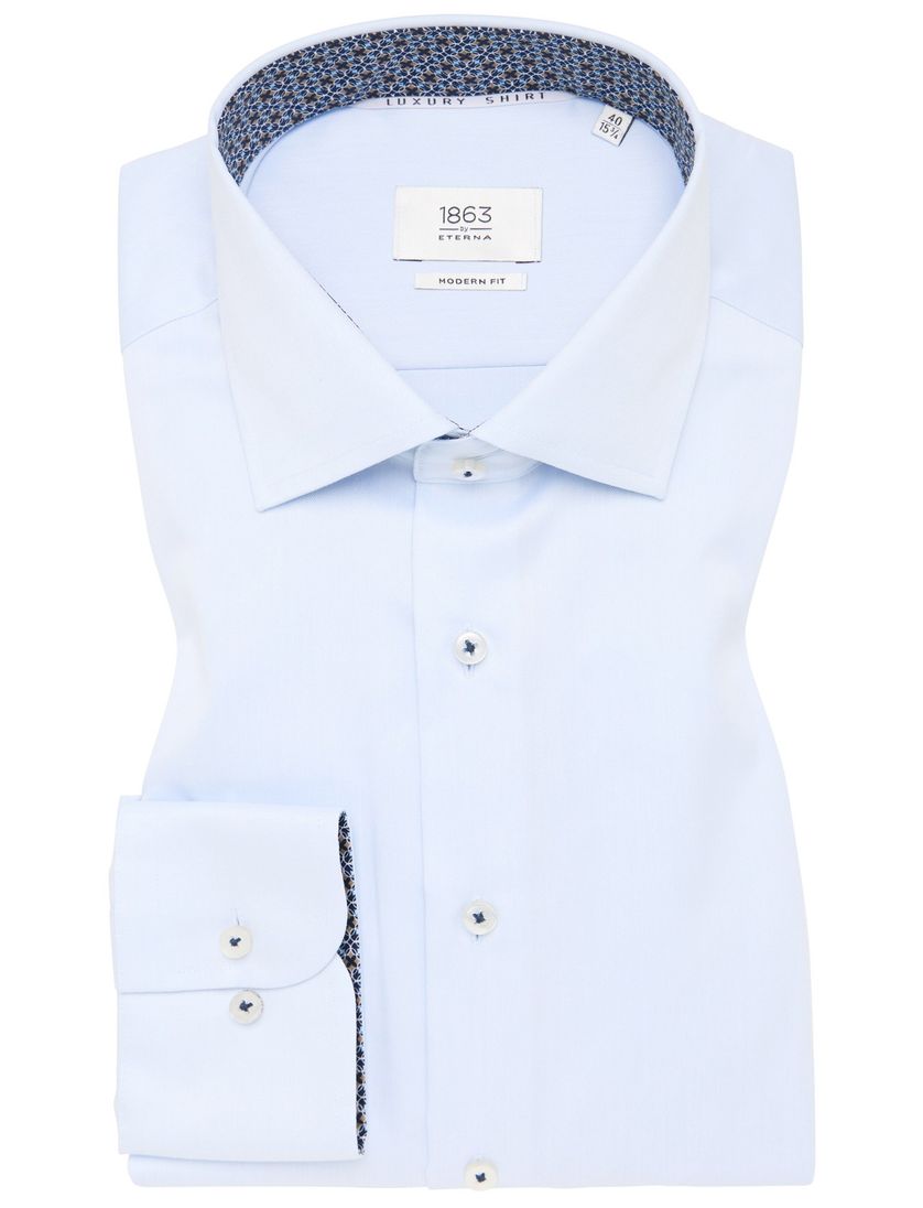 Eterna overhemd lichtblauw katoen normale fit